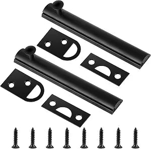 Lothee 2 Pcs Solid Brass Surface Bolts with Screws, 6 Inch, Matte Black