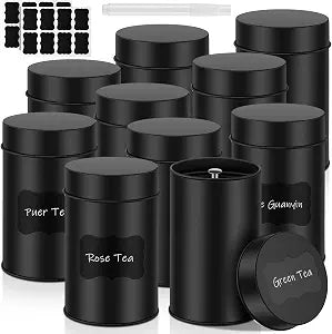 Tanlade 10Pcs Tea Tin Canisters 16oz Metal Storage with Airtight Double Lid