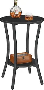 HOOBRO Round Side Table, 15.7" Round Sofa End Table, Small Nightstand