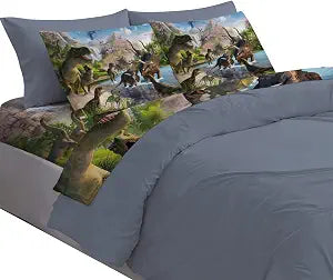 4Pcs Dinosaurs Bed Sheets Set Full for Boys 3D Realistic Dinosaur Green Fitted Sheets Set Ancient Dinosaur Theme Kids/Adults/Teens Bedroom Bedding Sheet Set,Full Size