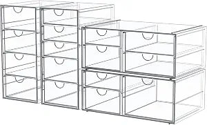 caktraie Acrylic16-Drawer Storage & Makeup Organizer for Desk