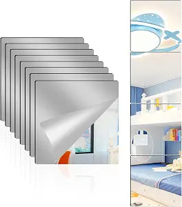 8 Pack Acrylic Mirrors for Wall,8 x 8 Inch Self Adhesive Frameless Small Mirror Tiles, Flexible Plastic Mirror Sheets for Bedroom Home Gym Door (8"X8"-8Pcs)