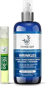 Thyme Out All Natural Anti-Wrinkle Face Mist Spray with Thyme, Bakuchiol, AHA, Beta Carotene and Potassium - Fights Wrinkles, Fine Lines, Inflammation, and Dryness While Boosting Collagen (4 oz)