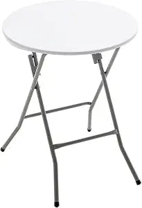 BTEXPERT White 24" Round Plastic Folding Table Commercial Portable for Picnic Party Camping Banquet Card Dining Wedding Event Home Kitchen Indoor Outdoor