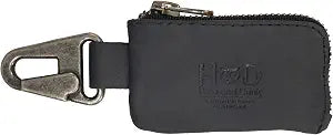 Hide & Drink, Rustic Leather Car Key Holder, Headphone & Charging Cables, Memory Cards, Flash Drives, Lighters, Cash Zipper Case with Clasp, Handmade Includes 101 Year Warranty :: Charcoal Black