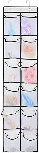 GOMAJI 12 Large Pockets Over Door Hanging Shoe Organizer, White