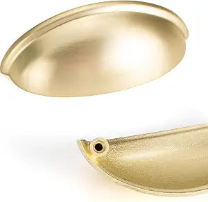 Liron Hardware 10 Pack Brushed Brass 3 Inch Cup Pulls Cabinet Handles