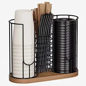 Coffee Cup Holder for Countertop 18oz Plastic Cup and Lid Dispenser
