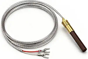 72" Merchant Two Lead Thermopile, 750mv Aluminum Foil Wire, Replacement Compatible with Bakers Pride M1265x Armored, Fit for Fireplaces, Gas, Water Heaters, Gas Fryers