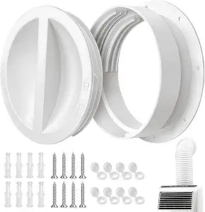 Dual Size Wall Mount Connector 6 and 6.5 Inches for Portable Air Conditioner Vent Ac Exhaust Hose Coupler Compatible 6 and 6.5 in Hose Accessories Plug White Off Season Cover Plug 1Pack