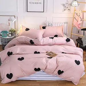 Feelyou Girly Cute Heart Pattern Bedding Set Queen Size for Girls