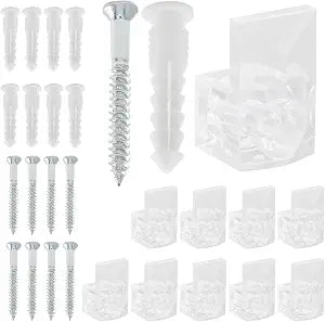 Zorfeter 22Pcs 3/8" Mirror Holder Clips, Crystal Clear Plastic