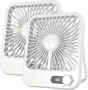 2 Pack Portable Travel Fan 5000mAh, 20H Battery Life