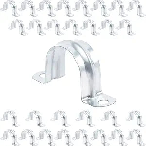 30 PCS 1 Inch Reinforced Rigid Pipe Strap,2 Holes U Bracket Cable Clamp Hanger,Zinc Coated Tension Tube Clip,Conduits Strap Clamps for Pipe Fixing on Various Surfaces,30 PCS(25 mm)