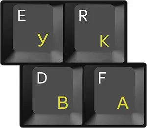 HQRP 2-Pack Cyrillic Alphabet Ukrainian Russian Laminated Transparent Keyboard Stickers for All PC & Laptops with Yellow Lettering