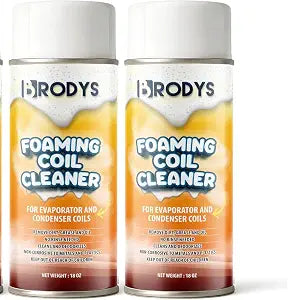 BRODYS Foaming AC Coil Cleaner, No Rinse Formula 18oz, 2 Pack, Cleans