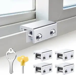 STERGDE Window Security Locks, Adjustable Vent Aluminum Stopper (4 Sets)
