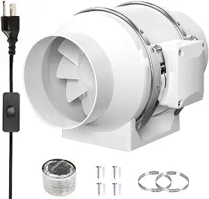4 Inch Inline Duct Fan 280 CFM High Efficiency Ventilation Exhaust Fan