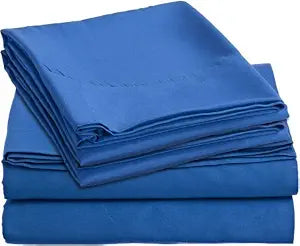 Hospital Twin Extra Long 100% Cotton 200 TC Sateen Sheet Set - Soft and Comfy - by Crescent Bedding (Blue, Twin XL)