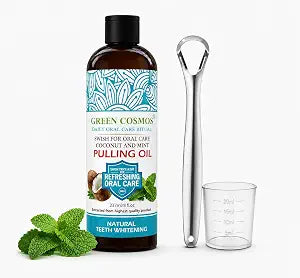 Coconut Mint Pulling Oil Mouthwash, 237ml Natural Teeth Whitening, Ayurvedic Daily Swish for Oral Health Alcohol & Fluoride Free, Healthy Gums, Fresh Breath, Solution for Bad Breath (One Pack)