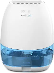 AlohaAir Small Dehumidifier for Home & Bedroom, Auto Shut Off, 34 OZ, White