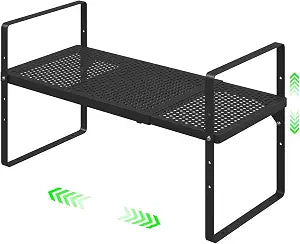 Expandable Storage Shelf, Stackable Organizer Rack, Black Small 1 PK