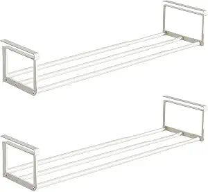 Expandable Shoe Rack Organizer - Adjustable Shoe Rack & Under Cabinet Shelf - for Shoe or Clothing Storage and Organization, Under Shelf Storage (White,2 Pcs)