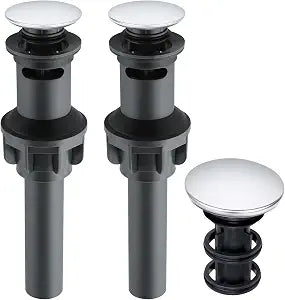 iFealClear 2 Pack Universal Pop Up Sink Drain Stopper with Overflow, Chrome