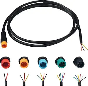 Extension Cable 2Pin/3Pin/4Pin/5Pin/6Pin Waterproof Plug with A Single Connector for Electric Bicycle Light/Throttle/Ebrake/Display Ebike Parts