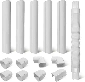 Decorative Line Cover Kit for Mini Split, 10Ft 3"W Thick PVC Ducts/High Tensile ABS Elbow Universal, Easy Installation for Mini Split-System Air Conditioners/Central AC/Heat Pumps Systems