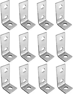 12 Pcs 3 Hole 90 Degree L-Shaped Fitting Bracket Right-Angle Corner Brace