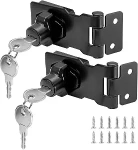 2Pcs Keyed Hasp Lock 2.5 Inch Keyed Different, Black