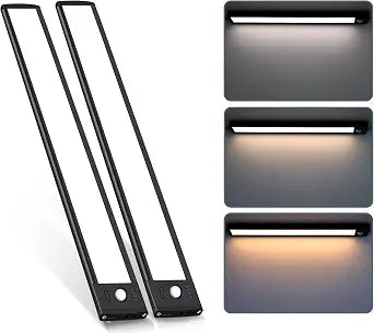 88 LED Motion Sensor Under Cabinet Lights, 3 Color Temps Indoor Dimmable Closet Light, Rechargeable Wireless Magnetic Strip Lights Night Light for Stairway, Drawers, Wardrobe(2 Pack, 12.7 inch)