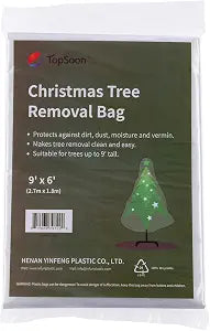TopSoon Christmas Tree Removal Bag 9-Feet Tall by 6-Feet Wide Christmas Tree Disposal Bag Plastic Patio Furniture Cover Large Clear Storage Bag