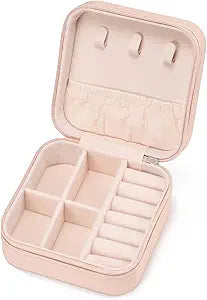 Mini Jewelry Travel Case,Small Jewelry Box,Traveling Jewelry Organizer,Portable Jewellery Storage Holder for Rings Earrings Necklace Bracelet Bangle for Girls Women(Pink - 1 pack)