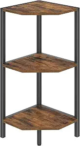 Creso hom Corner Shelf, 3-Tier Industrial Corner Bookshelf with Metal Frame