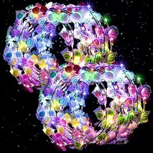 LovesTown 60 PCS Light Up Flower Crown, LED Flower Crowns Headbands