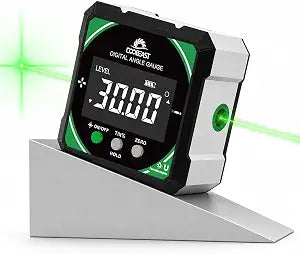 Digital Angle Finder, Cross+Line Green Laser, 4-Side Magnetic Angle Gauge
