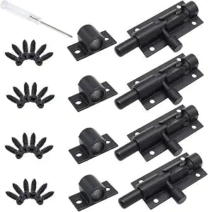 4-Pack Black 2 Inch Aluminum Slide Barrel Bolt Door Latch