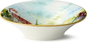 Tuscany 13-Inch Stoneware Pasta Bowl Vibrant Printed Countryside Design Wide Deep Serving Bowl for Pasta, Salads, Risotto & Shared Meals Durable Italian-Inspired Serveware