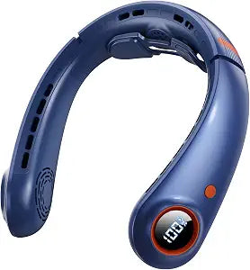 Neck Cooling Fan, Neck Fans That Blow Cold Air, LED Display, 3 Motors Powerful Wind, 5000mAh Rechargeable Battery, Hands-Free Wearable Personal Neck Cooler for Kids Men Women in Hot Flashes Day