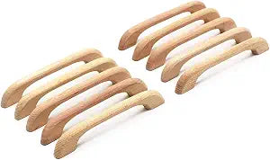 WEICHUAN Beech Wood Cabinet Furniture Drawer Pulls Handles, 5" Hole Centers