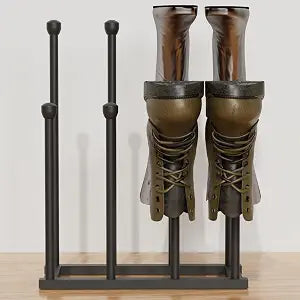 22.5 Inches Free Standing Shoe Racks, Tall Black Metal Boot Rack Organizer for 4 Pairs, Knee-High Boot Storage Shelf for Closet, Bedroom, Entryway, Hallway, Black