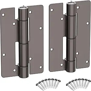 Self Closing Aluminum Gate Hinge for Metal Gates,5-3/4"Fence Door Hinges with Adjustable Tension for Vinyl&PVC Fence,Non-Legged Design Fence Hinges for Indoor Outdoor,Gate Hardware,2Pack,Satin Bronze