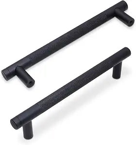 10 Pack 5Inch Matte Black Kitchen Cabinet Handles Knurled Cabinet Pulls Black Drawer Pulls Kitchen Hardware