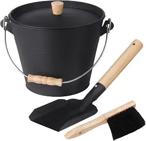 1.5 Gal Fireplace Ash Bucket with Lid - Metal Ash Can Pail, Pellet Stove