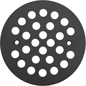 4-1/4OD Screw-in, Matt Black Round Shower Drain Cover, Filters Debris