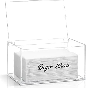 Acrylic Dryer Sheet Holder Dispenser Container,Bonus Black Labels Included