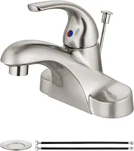 Aolemi Brushed Nickel 4-Inch Centerset Bathroom Faucet with Drain