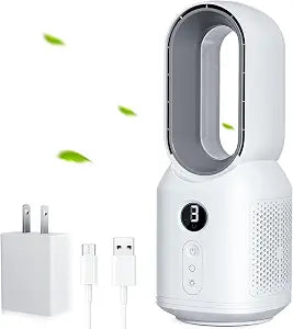 let'me 13 Inch Desk Fan Bladeless,Table Fan, Small Office Fan with 3 Speeds and Night Light, Small Quiet Desktop Fan for, Bedroom, Office, Nightstand
